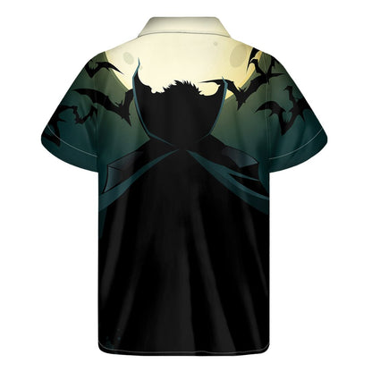 Halloween Vampire Silhouette Print Mens Short Sleeve Shirt Hawaiian