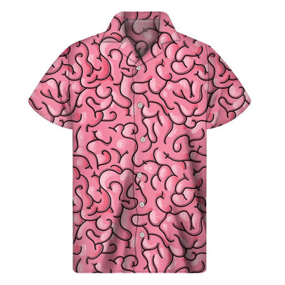 Halloween Zombie Brain Print Mens Short Sleeve Shirt Hawaiian