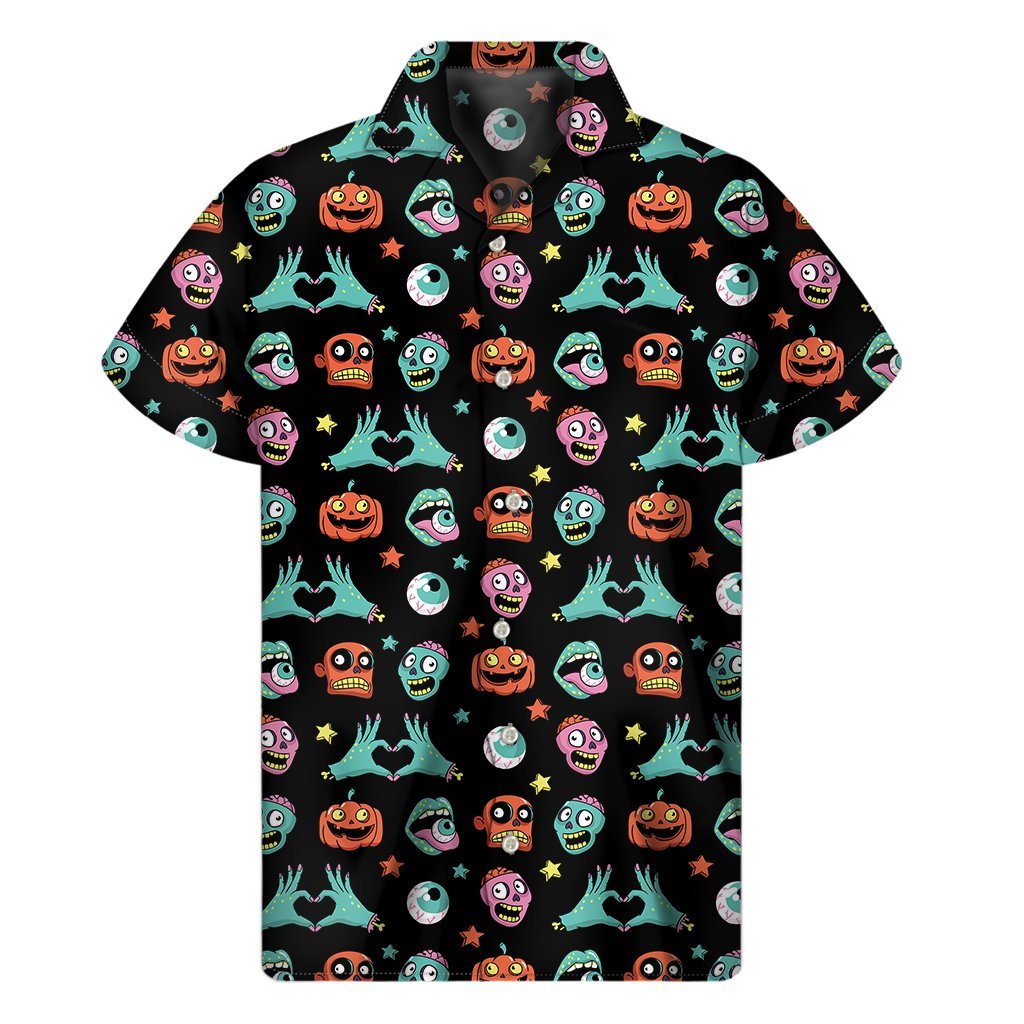 Halloween Zombie Pattern Print Mens Short Sleeve Shirt Hawaiian