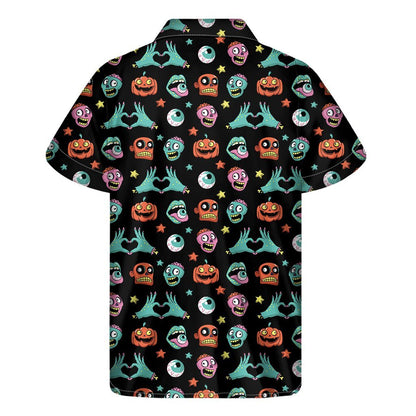 Halloween Zombie Pattern Print Mens Short Sleeve Shirt Hawaiian