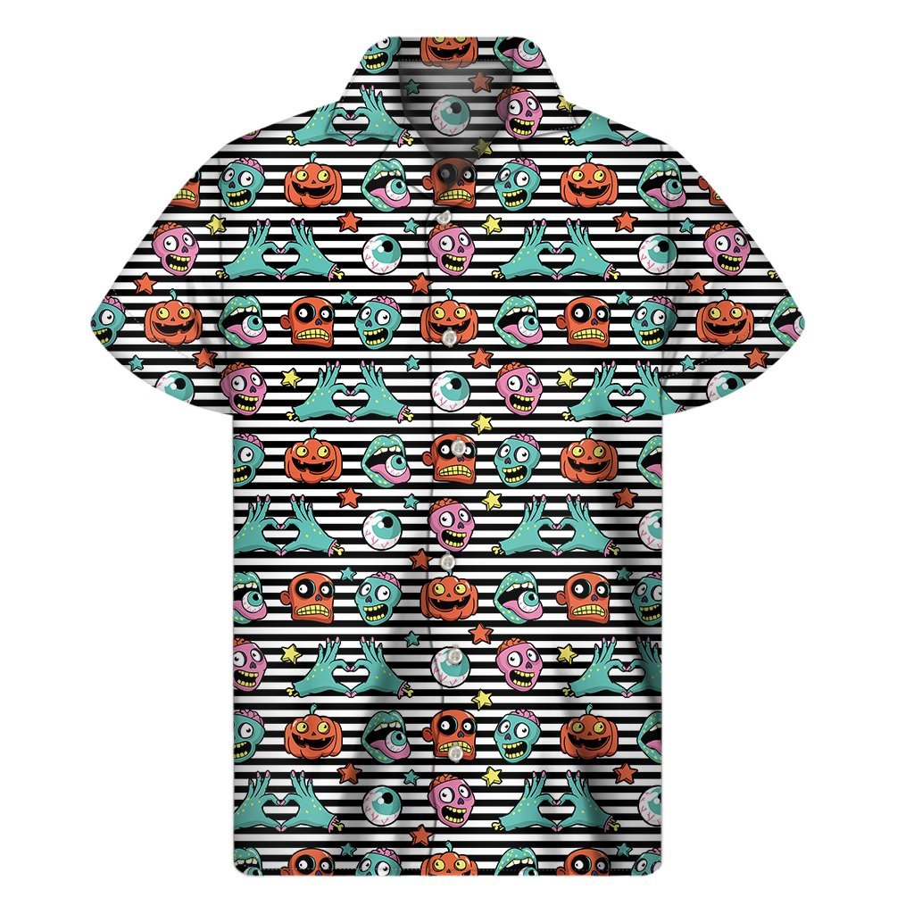 Halloween Zombie Striped Pattern Print Mens Short Sleeve Shirt Hawaiian