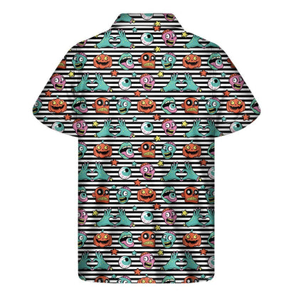 Halloween Zombie Striped Pattern Print Mens Short Sleeve Shirt Hawaiian