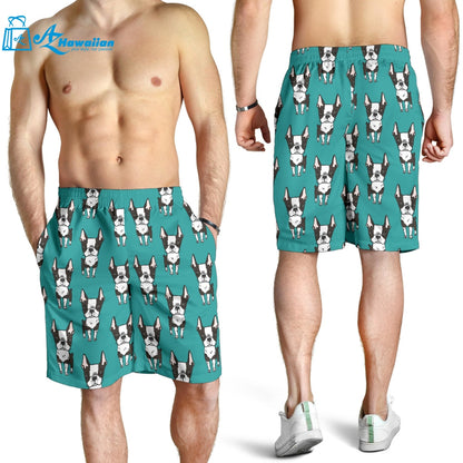 Hand Drawn Boston Terrier Dog Pattern Men Shorts