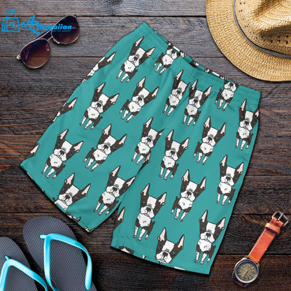 Hand Drawn Boston Terrier Dog Pattern Men Shorts