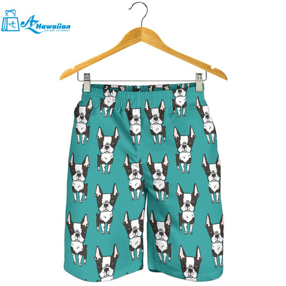 Hand Drawn Boston Terrier Dog Pattern Men Shorts