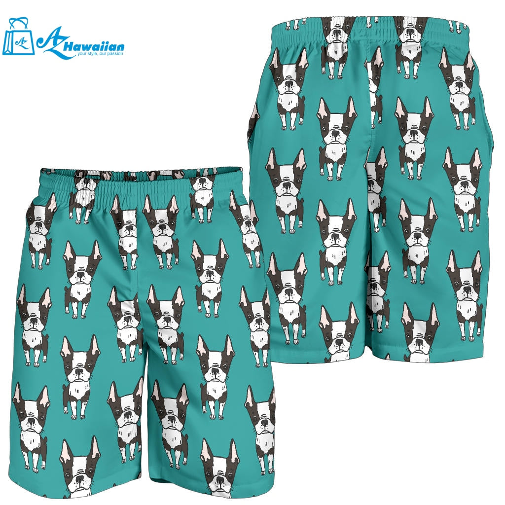 Hand Drawn Boston Terrier Dog Pattern Men Shorts