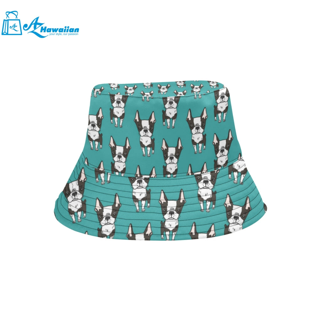 Hand drawn boston terrier dog pattern Unisex Bucket Hat