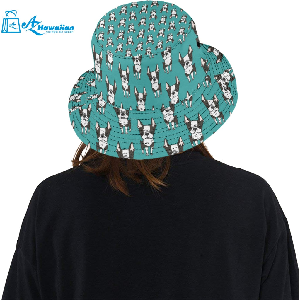 Hand drawn boston terrier dog pattern Unisex Bucket Hat