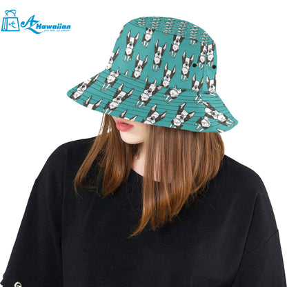 Hand drawn boston terrier dog pattern Unisex Bucket Hat