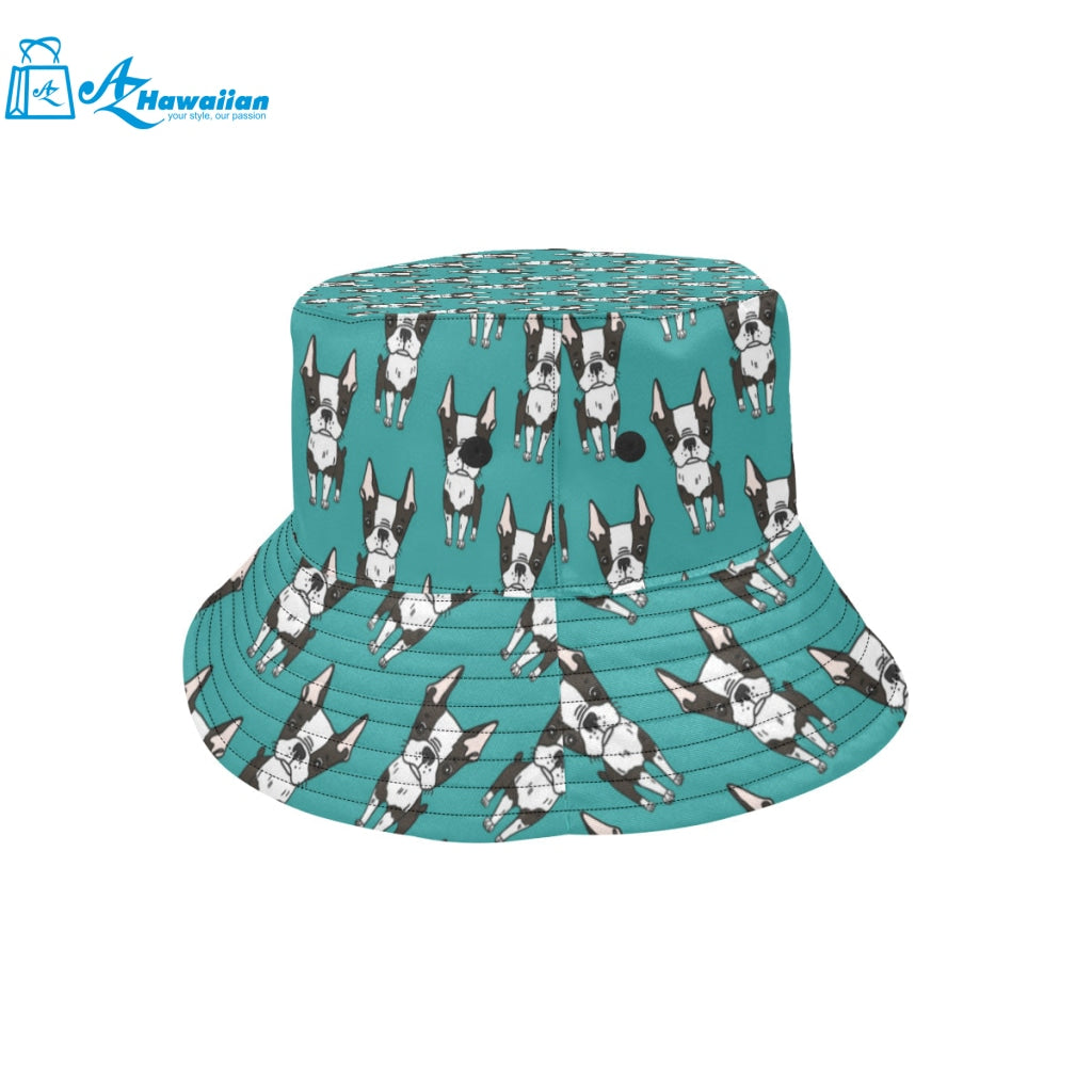 Hand drawn boston terrier dog pattern Unisex Bucket Hat