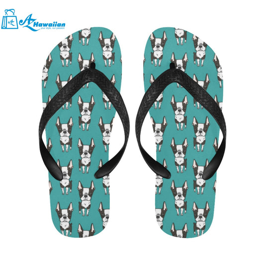 Hand drawn boston terrier dog pattern Unisex Flip Flops