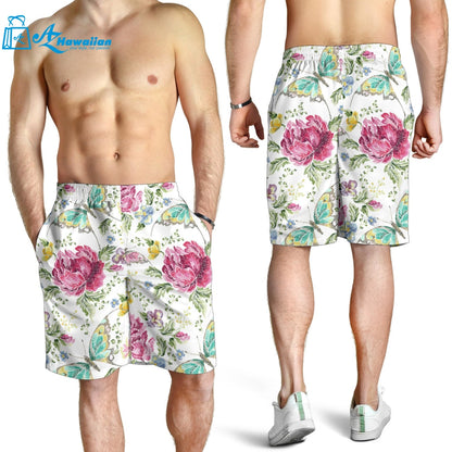 Hand Drawn Butterfly Rose Men Shorts