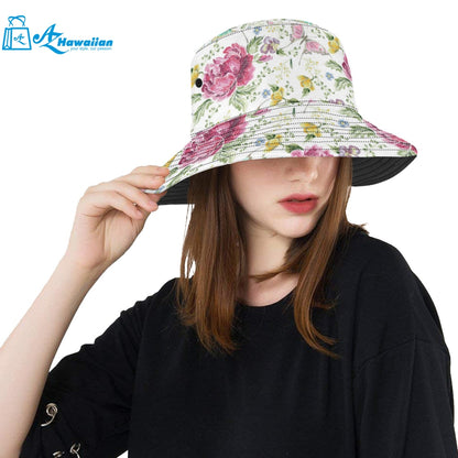 Hand drawn butterfly rose Unisex Bucket Hat