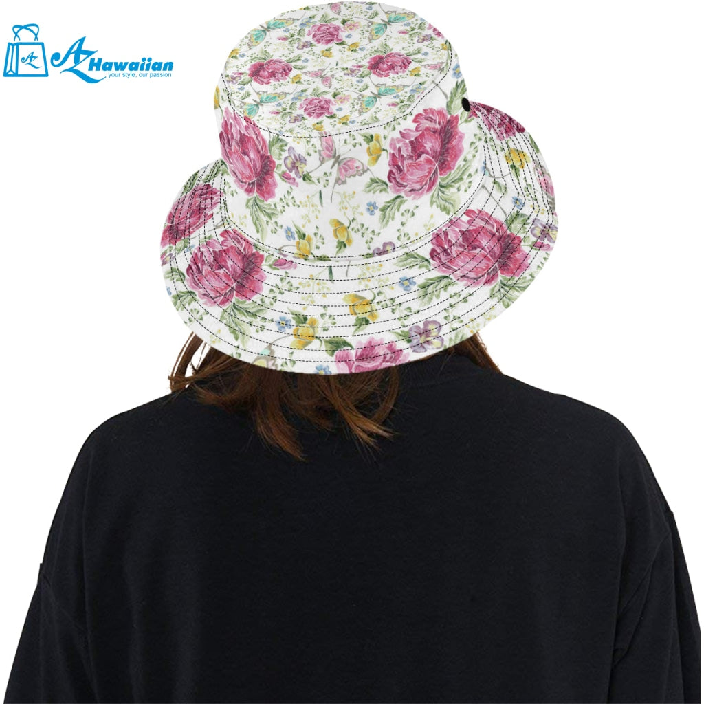 Hand drawn butterfly rose Unisex Bucket Hat