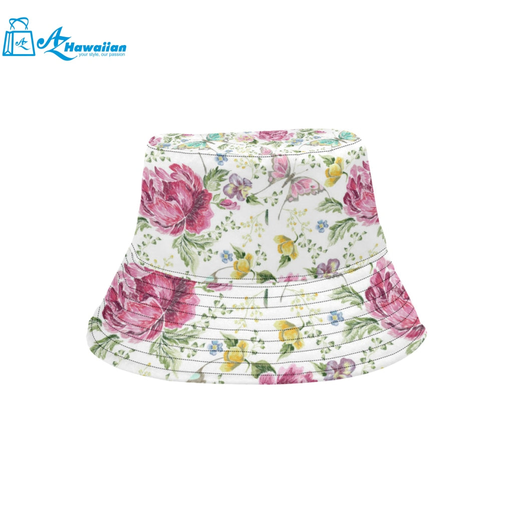 Hand drawn butterfly rose Unisex Bucket Hat