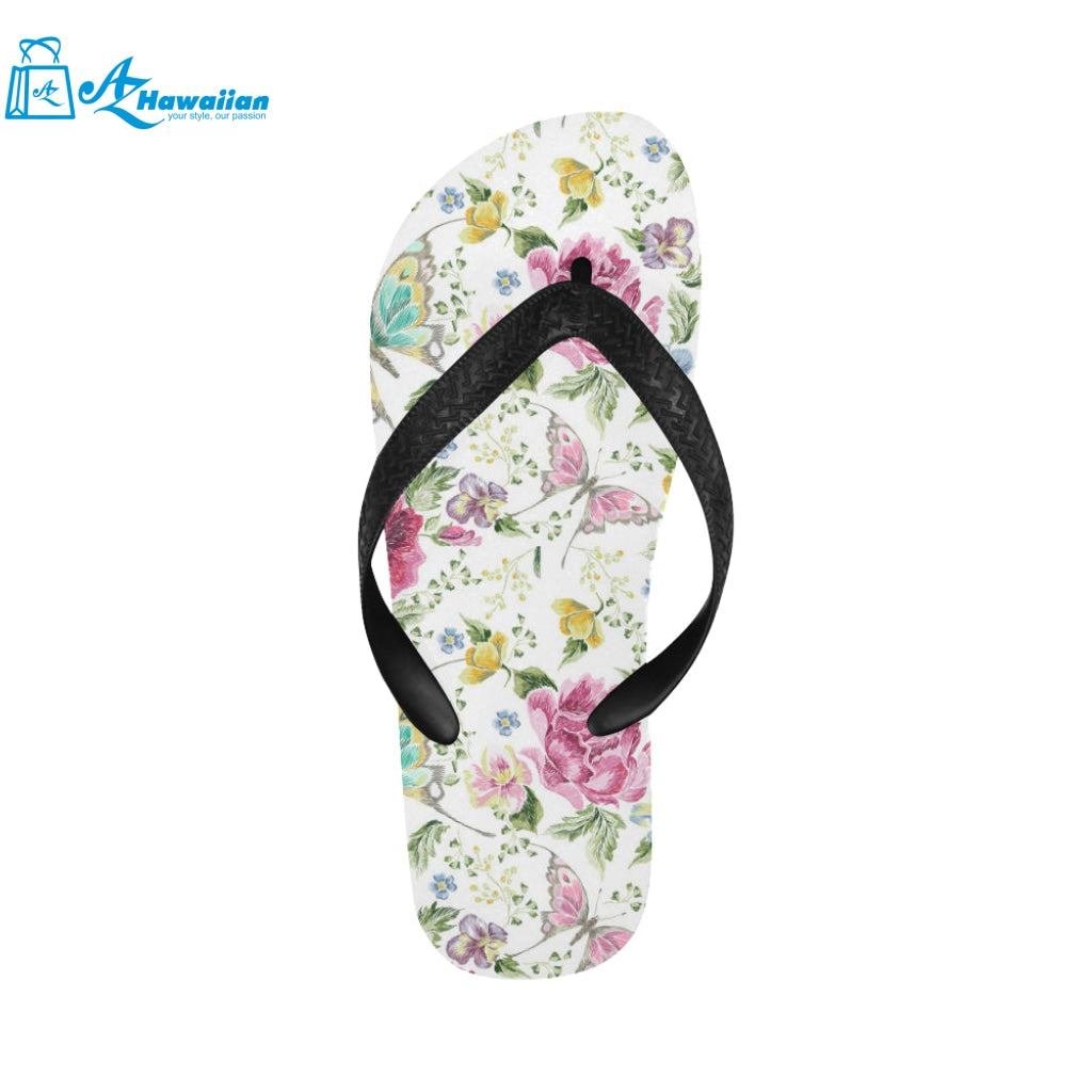 Hand drawn butterfly rose Unisex Flip Flops