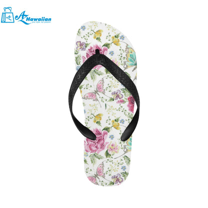 Hand drawn butterfly rose Unisex Flip Flops