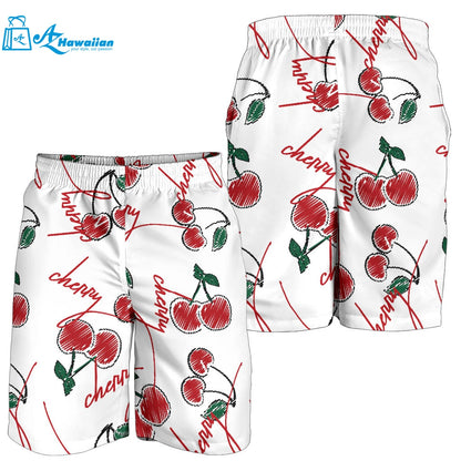 Hand Drawn Cherry Pattern Men Shorts