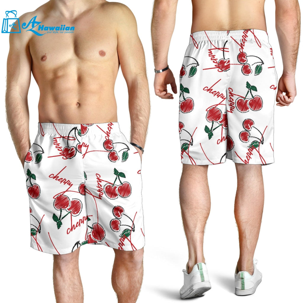 Hand Drawn Cherry Pattern Men Shorts