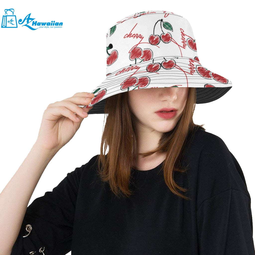 Hand drawn cherry pattern Unisex Bucket Hat