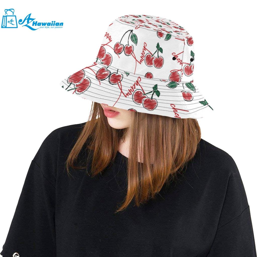 Hand drawn cherry pattern Unisex Bucket Hat