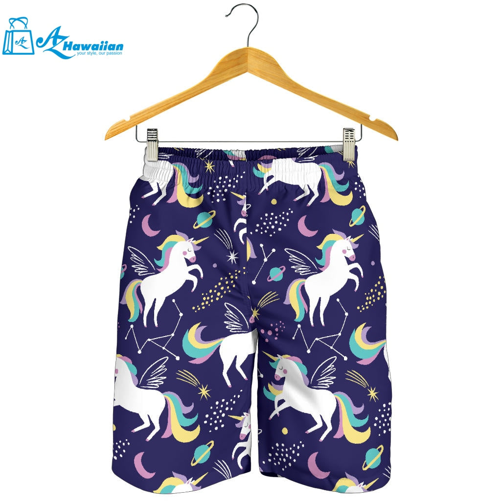 Hand Drawn Cute Unicorn Star Planet Men Shorts