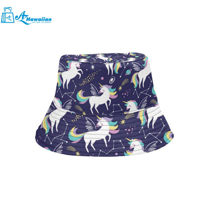 Hand drawn cute unicorn star planet Unisex Bucket Hat