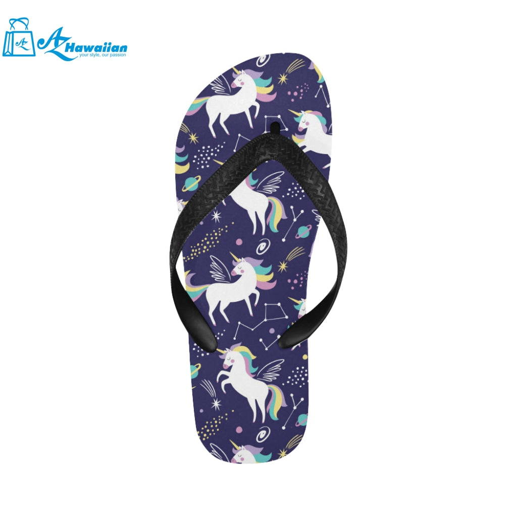 Hand drawn cute unicorn star planet Unisex Flip Flops