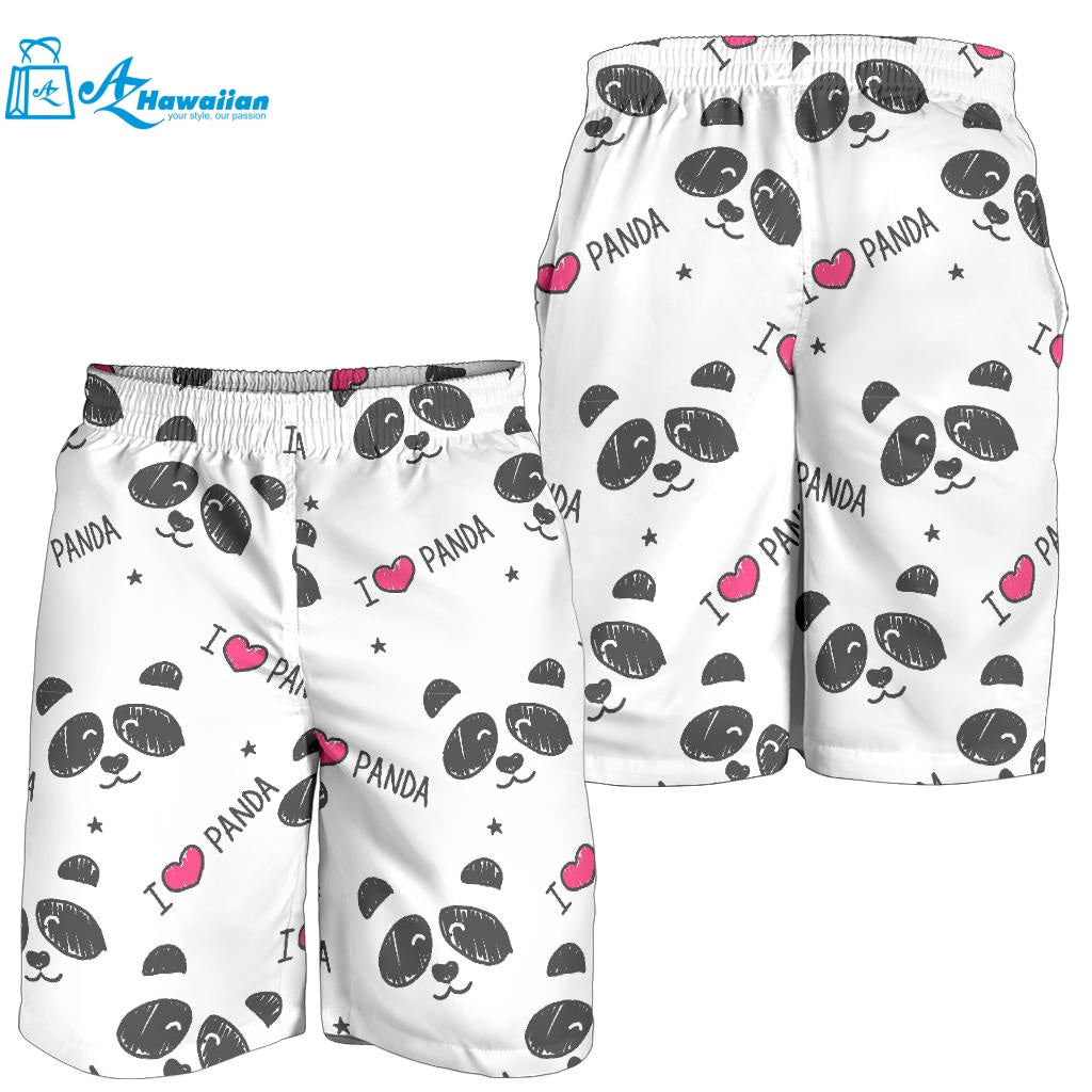 Hand Drawn Faces Of Pandas Pattern Men Shorts