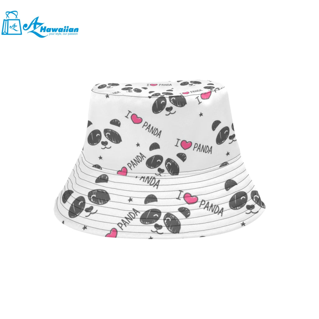 Hand Drawn faces of pandas pattern Unisex Bucket Hat