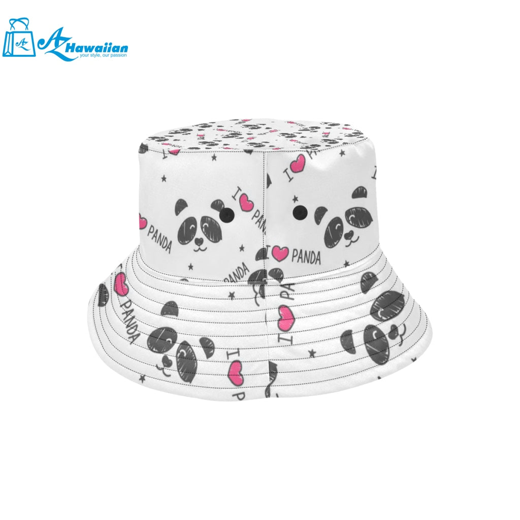 Hand Drawn faces of pandas pattern Unisex Bucket Hat