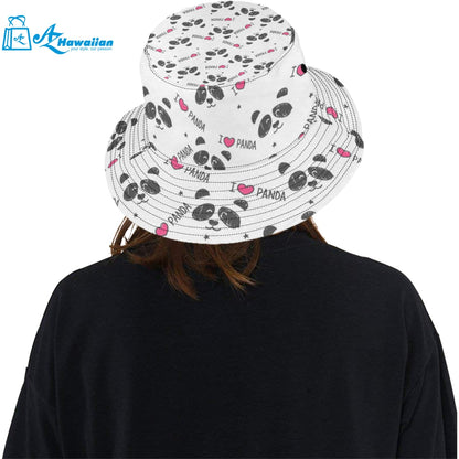 Hand Drawn faces of pandas pattern Unisex Bucket Hat