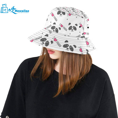 Hand Drawn faces of pandas pattern Unisex Bucket Hat