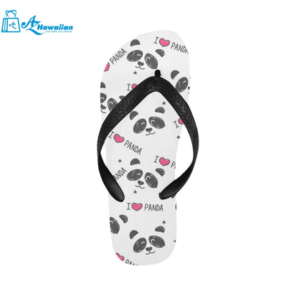 Hand Drawn faces of pandas pattern Unisex Flip Flops