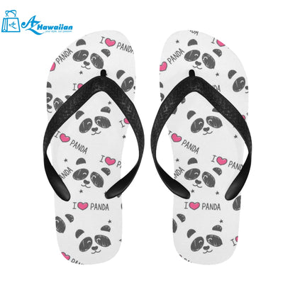 Hand Drawn faces of pandas pattern Unisex Flip Flops