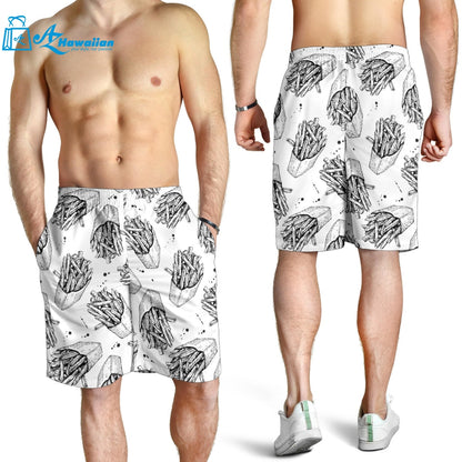 Hand Drawn French Fries Pattern Men Shorts