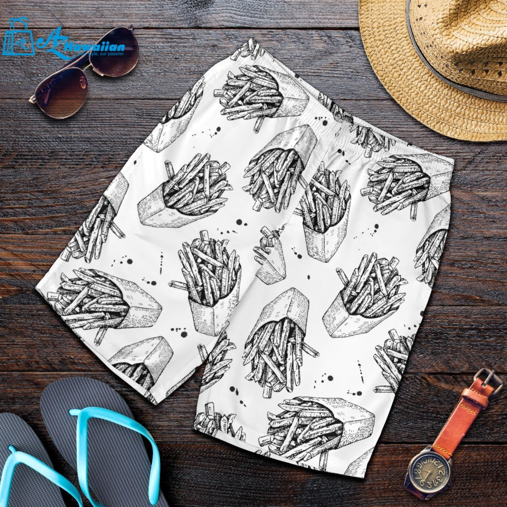 Hand Drawn French Fries Pattern Men Shorts