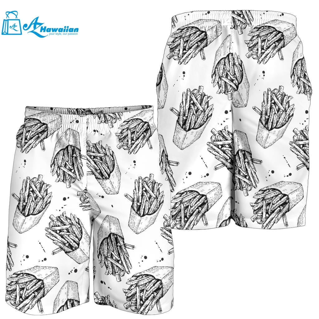 Hand Drawn French Fries Pattern Men Shorts