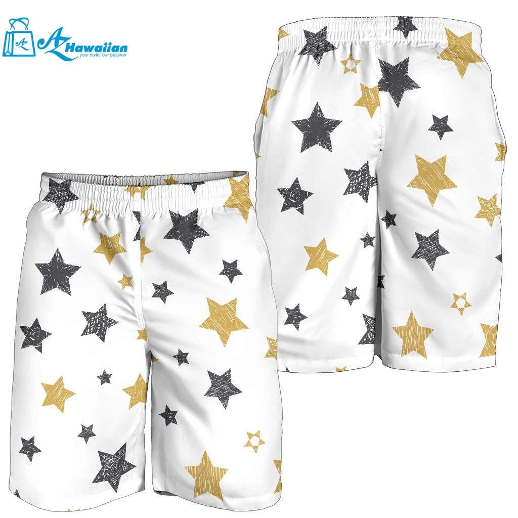 Hand Drawn Gold Black Star Pattern Men Shorts