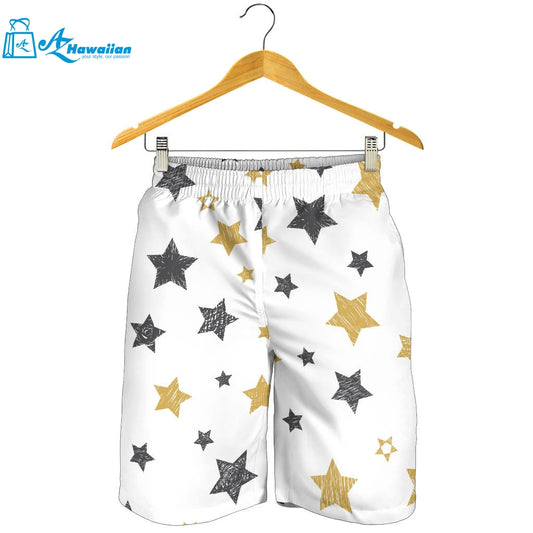 Hand Drawn Gold Black Star Pattern Men Shorts