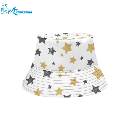 hand drawn gold black star pattern Unisex Bucket Hat