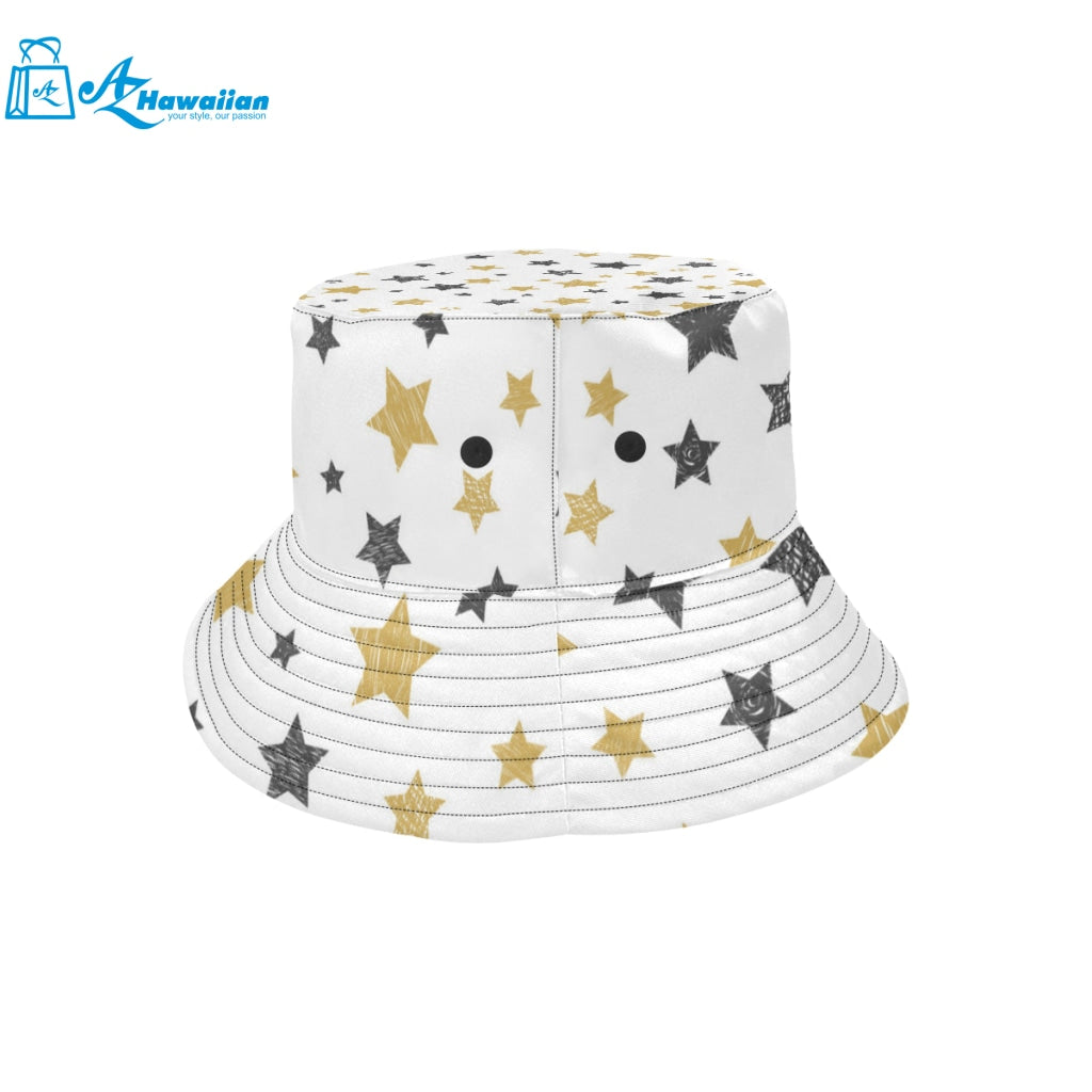 hand drawn gold black star pattern Unisex Bucket Hat