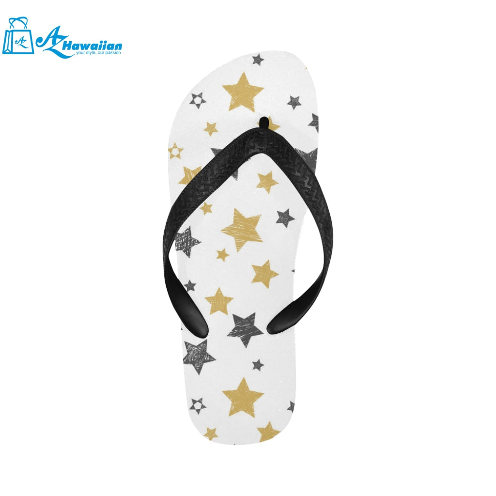 hand drawn gold black star pattern Unisex Flip Flops