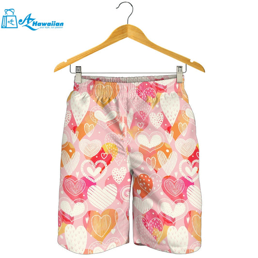 Hand Drawn Heart Design Pattern Men Shorts