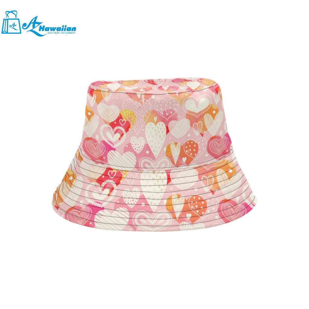 Hand drawn heart design pattern Unisex Bucket Hat