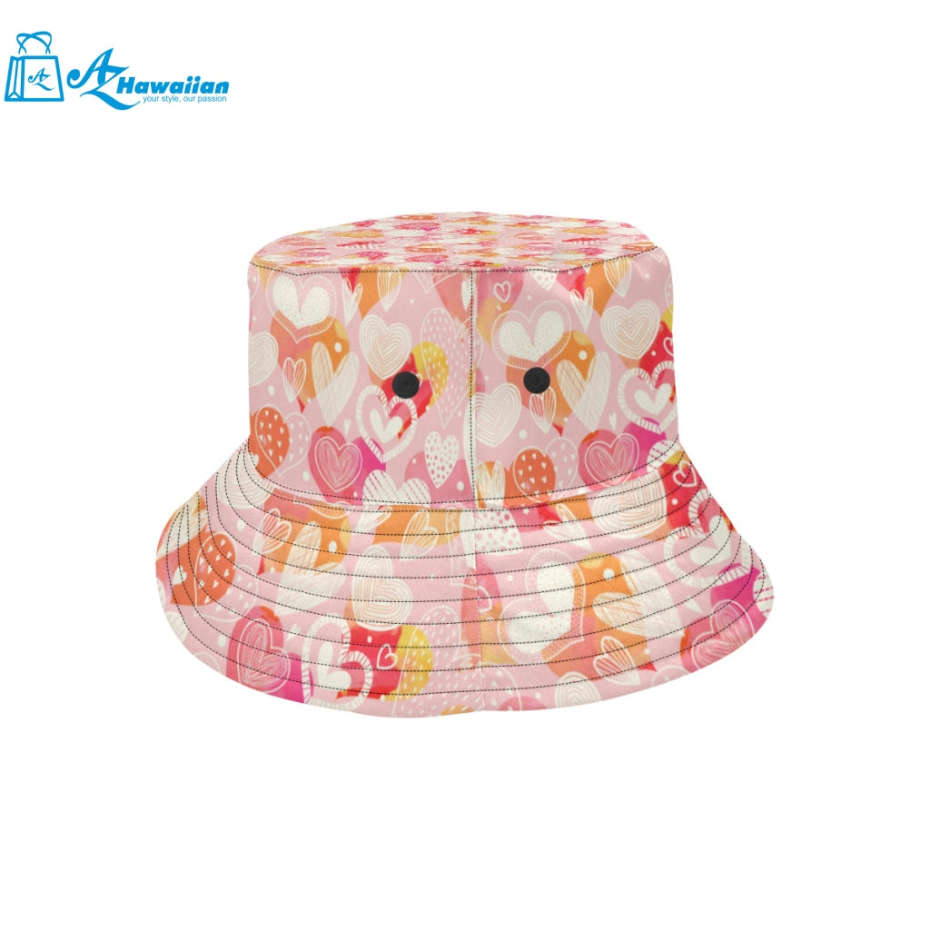 Hand drawn heart design pattern Unisex Bucket Hat