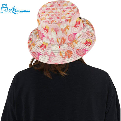 Hand drawn heart design pattern Unisex Bucket Hat