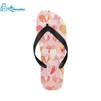 Hand drawn heart design pattern Unisex Flip Flops