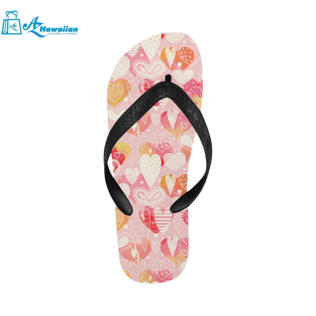 Hand drawn heart design pattern Unisex Flip Flops