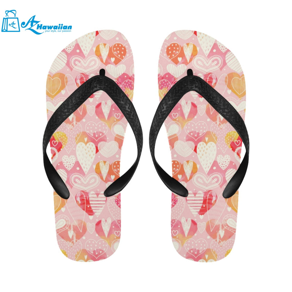 Hand drawn heart design pattern Unisex Flip Flops